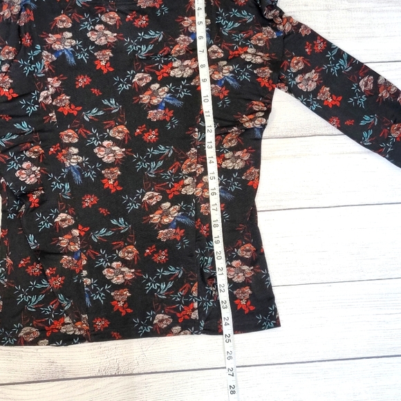 Free People Blouse Black Floral Dock Street Comb Ruffle Women's Small Shirt Top - Picture 10 of 13